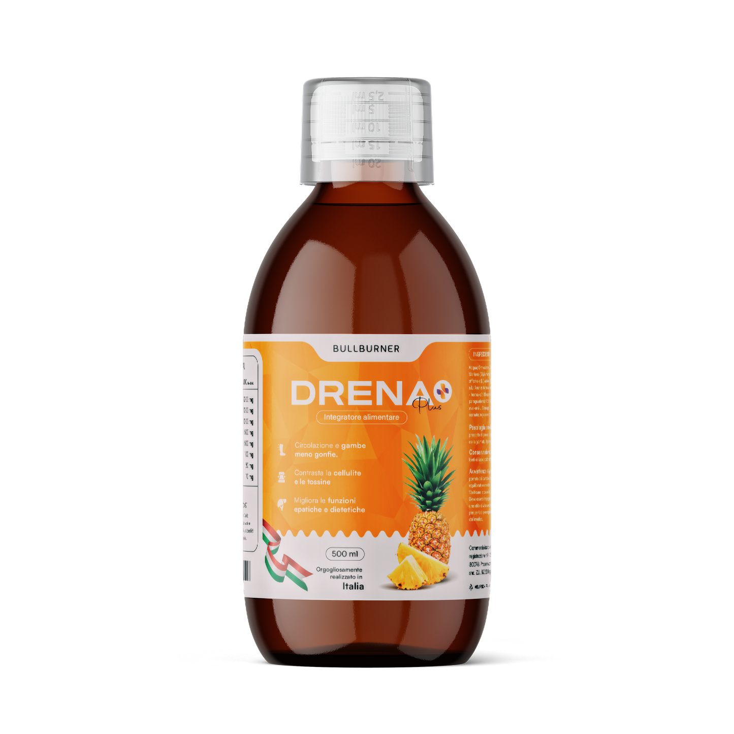 Drenante Forte Dimagrante Donna Brucia Grassi Potenti Veloci Anticellulite Gambe Detox Depurativo Fegato e Intestino Pancia Piatta e Peso Forma Gusto Ananas 500 ml Made in Italy by Bull Burner